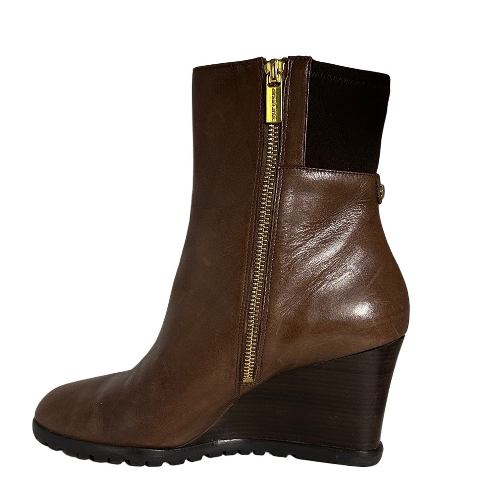 Michael Michael Kors Brown Leather Wedge Ankle Boots – Size 9M - Picture 5 of 14